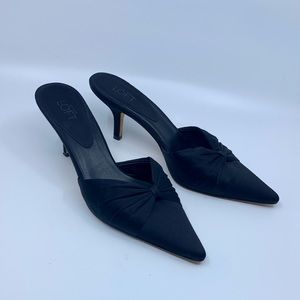 Anne  Taylor LOFT Black Satin Bow Mule
